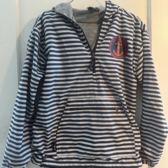 Charles River Apparel Jackets & Blazers - Charles River Apparel Striped pullover jacket - Navy and White